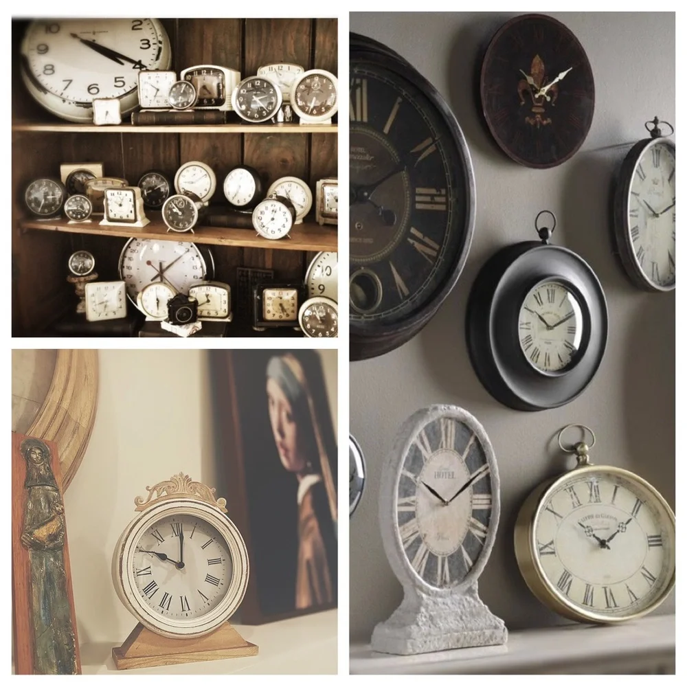 Rustic Distressed Mantel Clock - White Wash Wood - Roman Numerals
